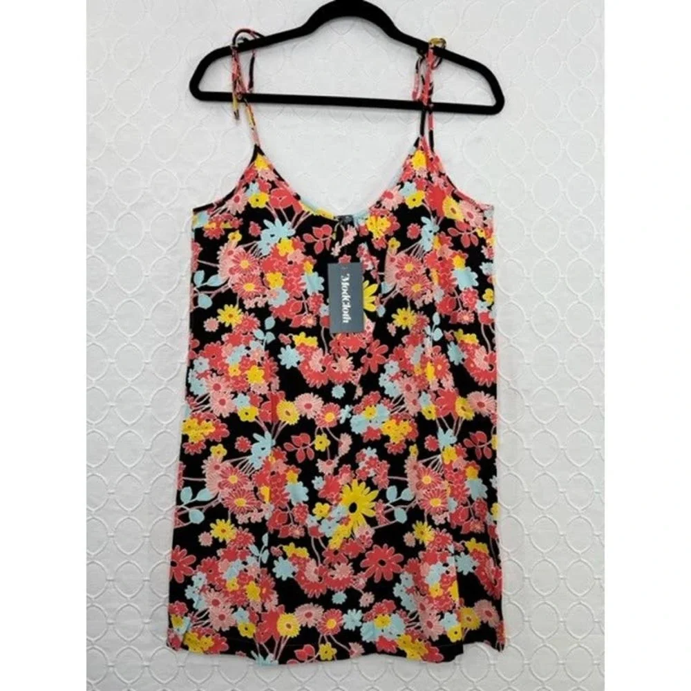 Modcloth Floral Paradise-Worthy Tie-Shoulder Shift Dress Resort Black NWT - Picture 2 of 5